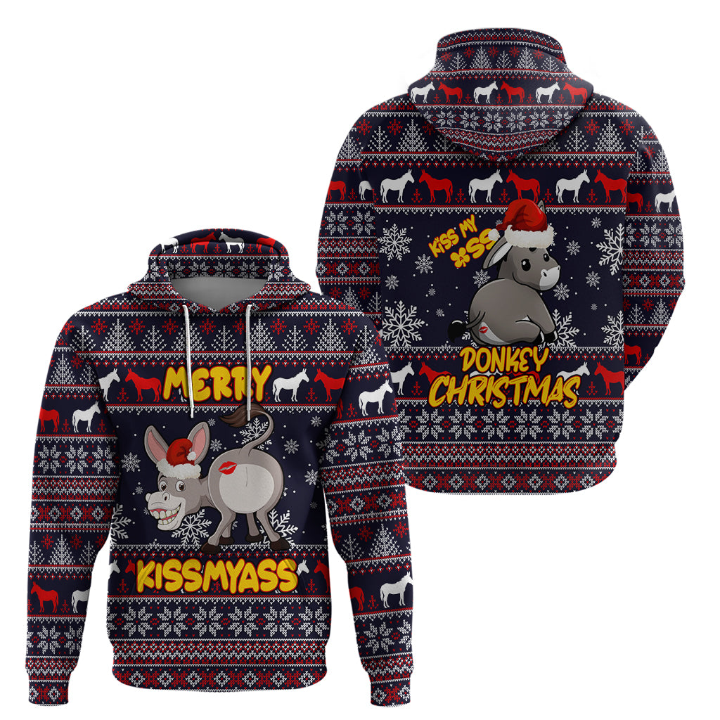 Funny Donkeys Christmas Hoodie Merry Kissmyass - Wonder Print Shop
