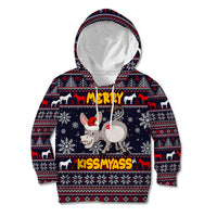 Funny Donkeys Christmas Kid Hoodie Merry Kissmyass - Wonder Print Shop