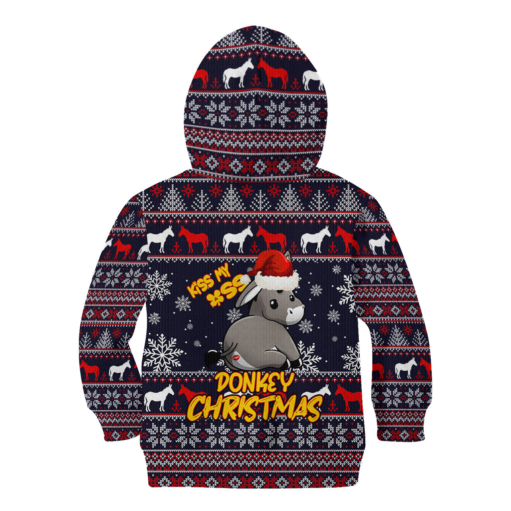 Funny Donkeys Christmas Kid Hoodie Merry Kissmyass - Wonder Print Shop