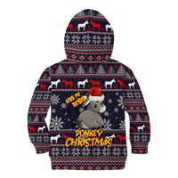 Funny Donkeys Christmas Kid Hoodie Merry Kissmyass - Wonder Print Shop