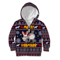Funny Donkeys Christmas Kid Hoodie Merry Kissmyass - Wonder Print Shop