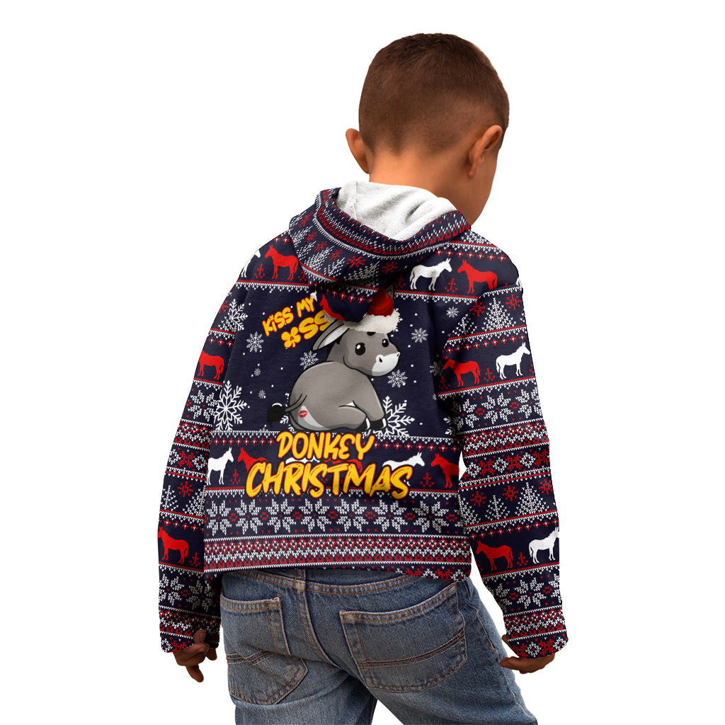 Funny Donkeys Christmas Kid Hoodie Merry Kissmyass - Wonder Print Shop
