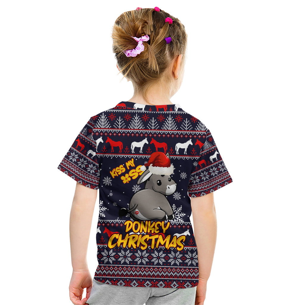Funny Donkeys Christmas Kid T Shirt Merry Kissmyass - Wonder Print Shop