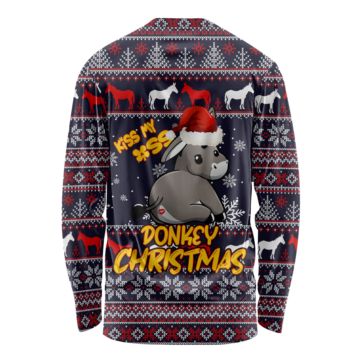 Funny Donkeys Christmas Long Sleeve Shirt Merry Kissmyass - Wonder Print Shop