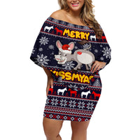 Funny Donkeys Christmas Off Shoulder Short Dress Merry Kissmyass - Wonder Print Shop