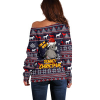 Funny Donkeys Christmas Off Shoulder Sweater Merry Kissmyass - Wonder Print Shop