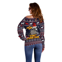 Funny Donkeys Christmas Off Shoulder Sweater Merry Kissmyass - Wonder Print Shop