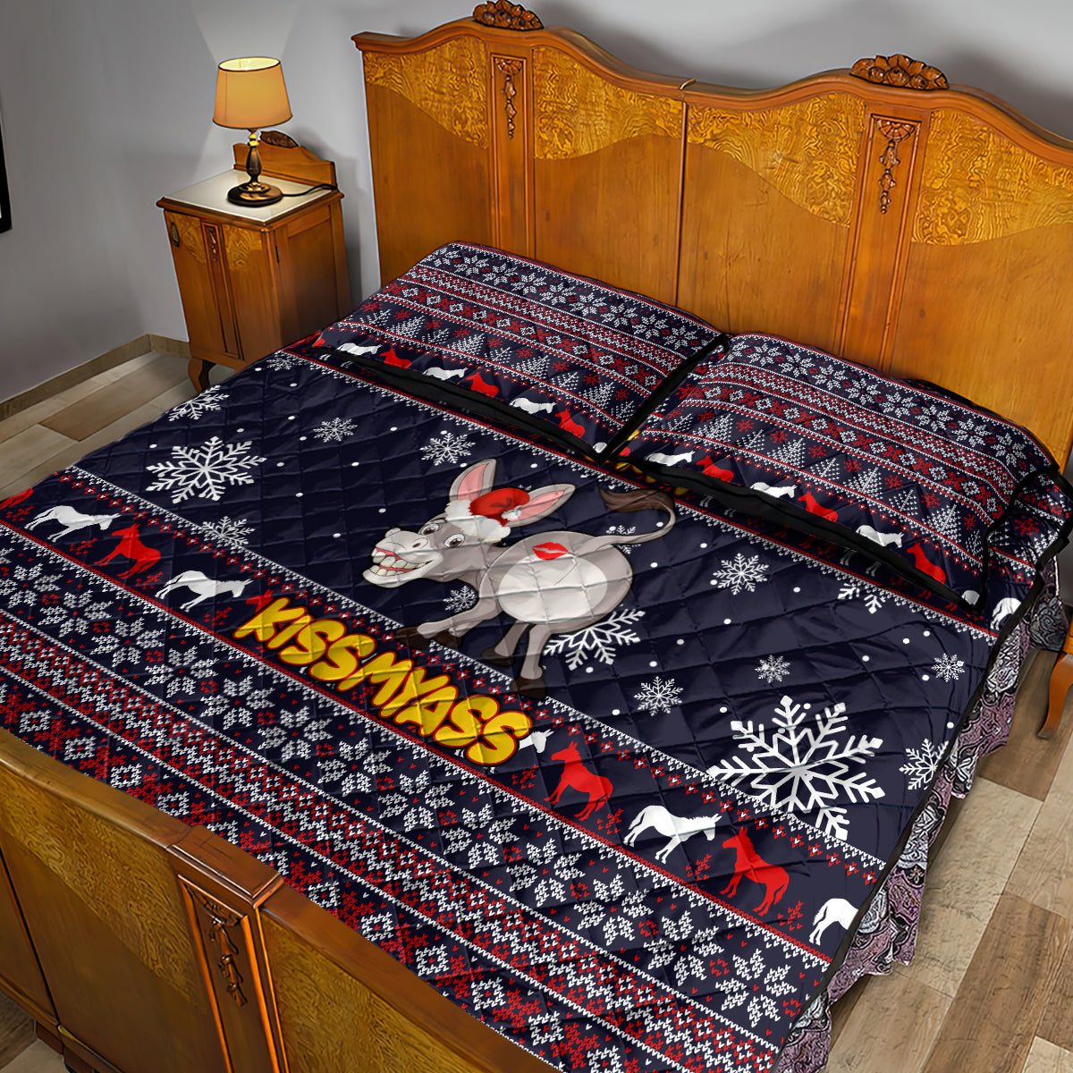 Funny Donkeys Christmas Quilt Bed Set Merry Kissmyass - Wonder Print Shop