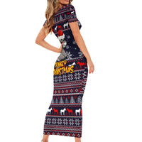 Funny Donkeys Christmas Short Sleeve Bodycon Dress Merry Kissmyass - Wonder Print Shop