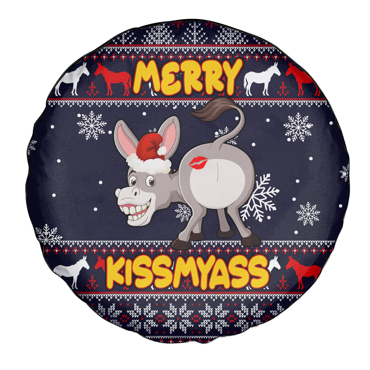 Funny Donkeys Christmas Spare Tire Cover Merry Kissmyass - Wonder Print Shop
