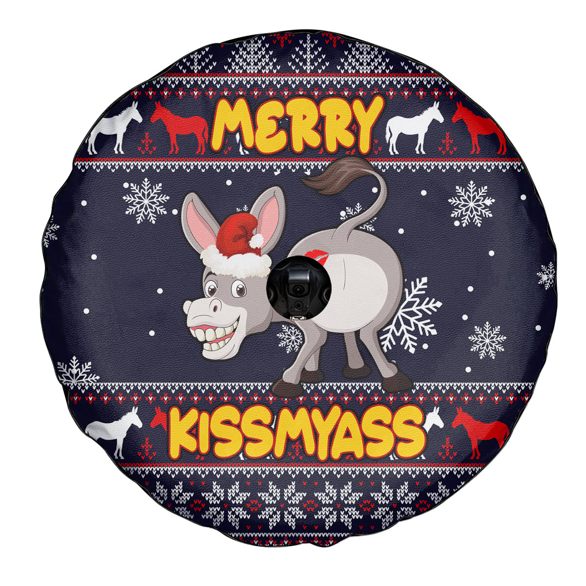 Funny Donkeys Christmas Spare Tire Cover Merry Kissmyass - Wonder Print Shop