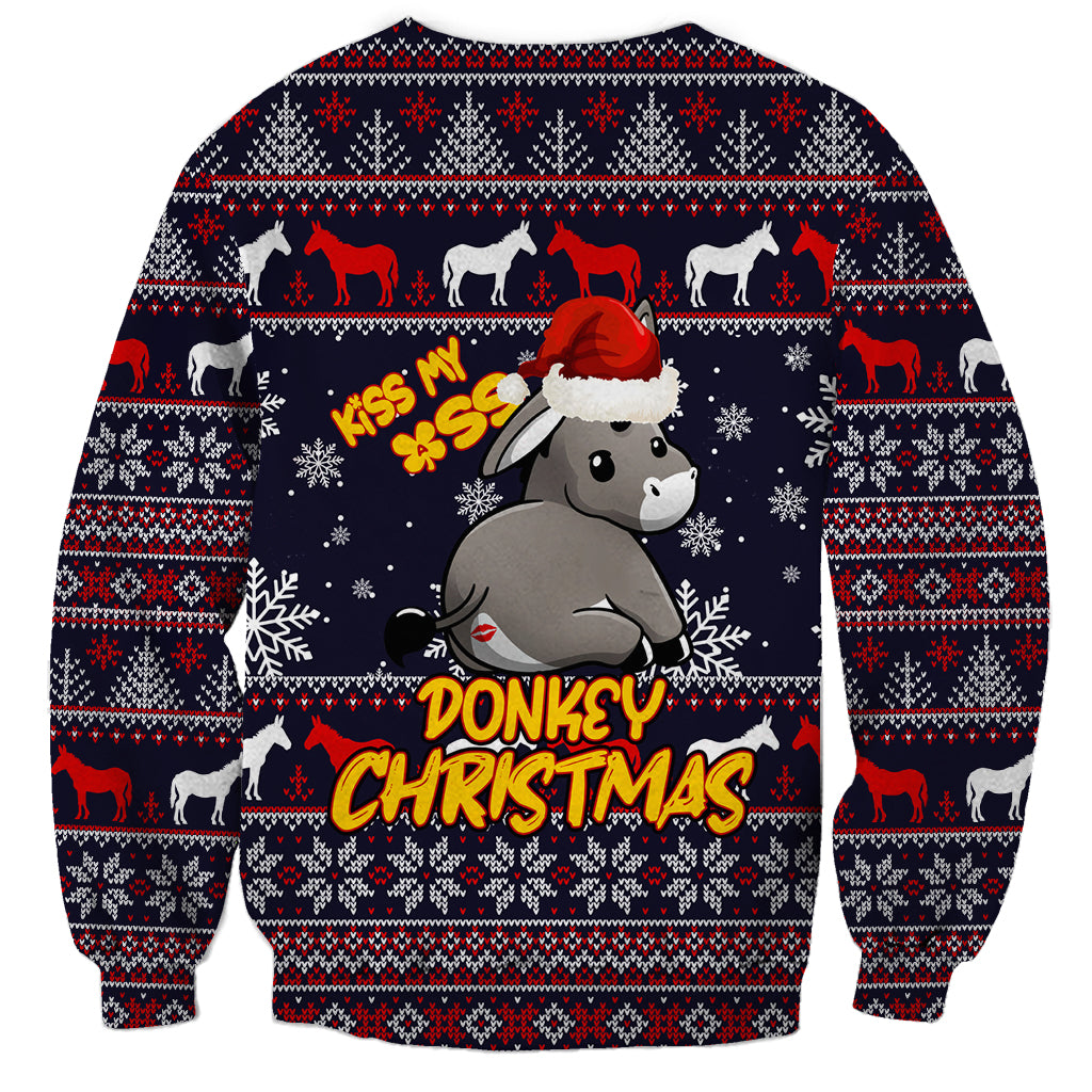 Funny Donkeys Christmas Sweatshirt Merry Kissmyass - Wonder Print Shop
