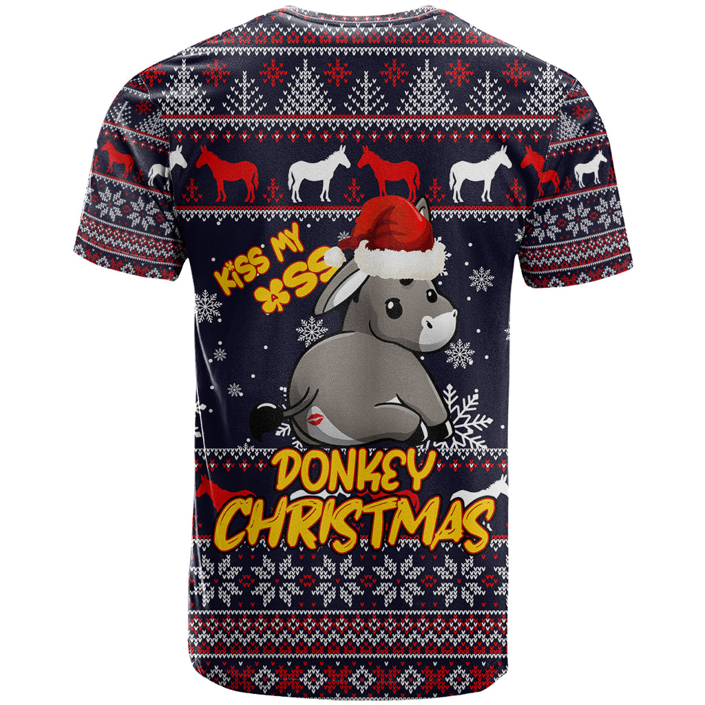 Funny Donkeys Christmas T Shirt Merry Kissmyass - Wonder Print Shop