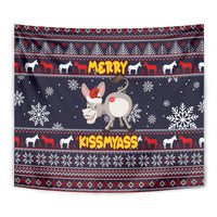 Funny Donkeys Christmas Tapestry Merry Kissmyass - Wonder Print Shop