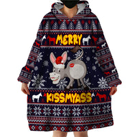 Funny Donkeys Christmas Wearable Blanket Hoodie Merry Kissmyass - Wonder Print Shop