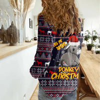Funny Donkeys Christmas Women Casual Shirt Merry Kissmyass - Wonder Print Shop