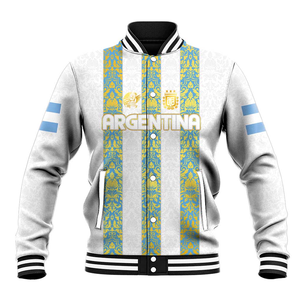 Argentina Football 2024 Baseball Jacket The White and Sky Blue - Wonder Print Shop