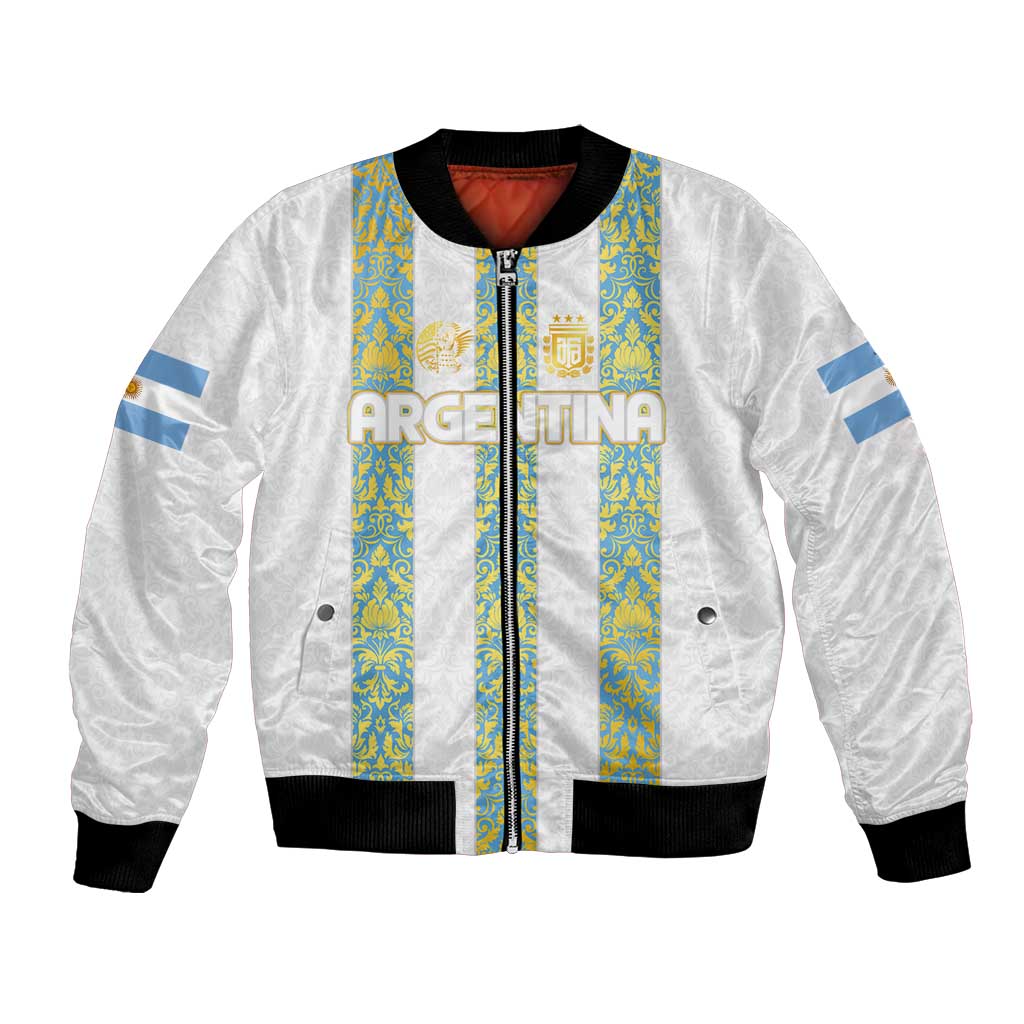 Argentina Football 2024 Bomber Jacket The White and Sky Blue - Wonder Print Shop