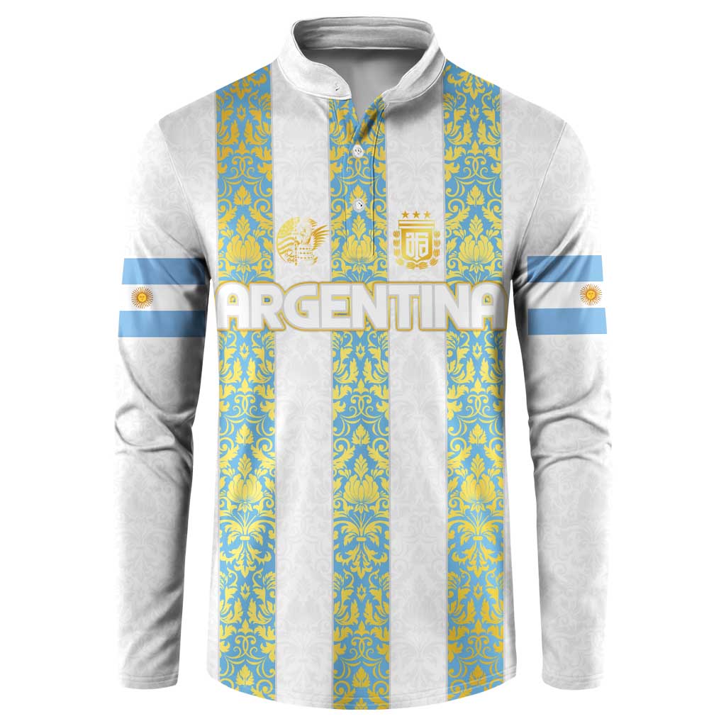 Argentina Football 2024 Button Sweatshirt The White and Sky Blue - Wonder Print Shop
