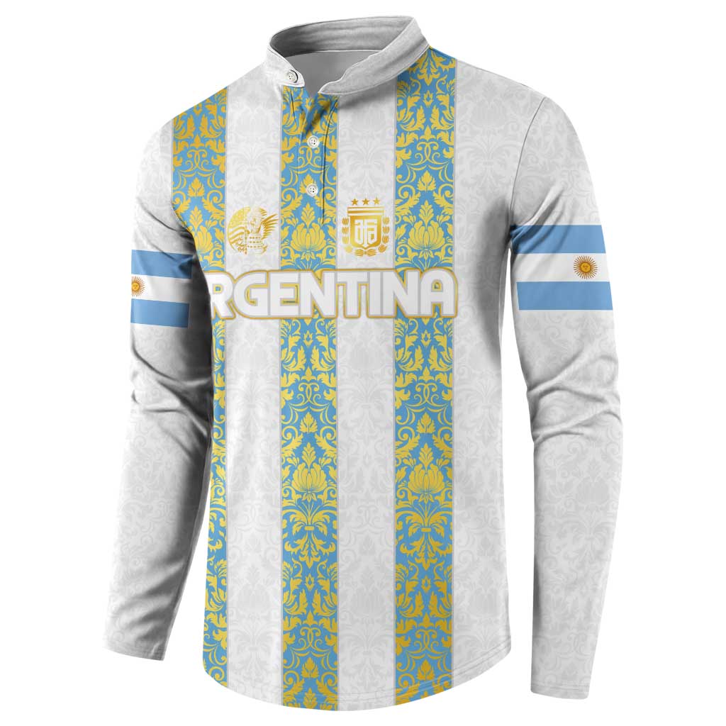 Argentina Football 2024 Button Sweatshirt The White and Sky Blue - Wonder Print Shop