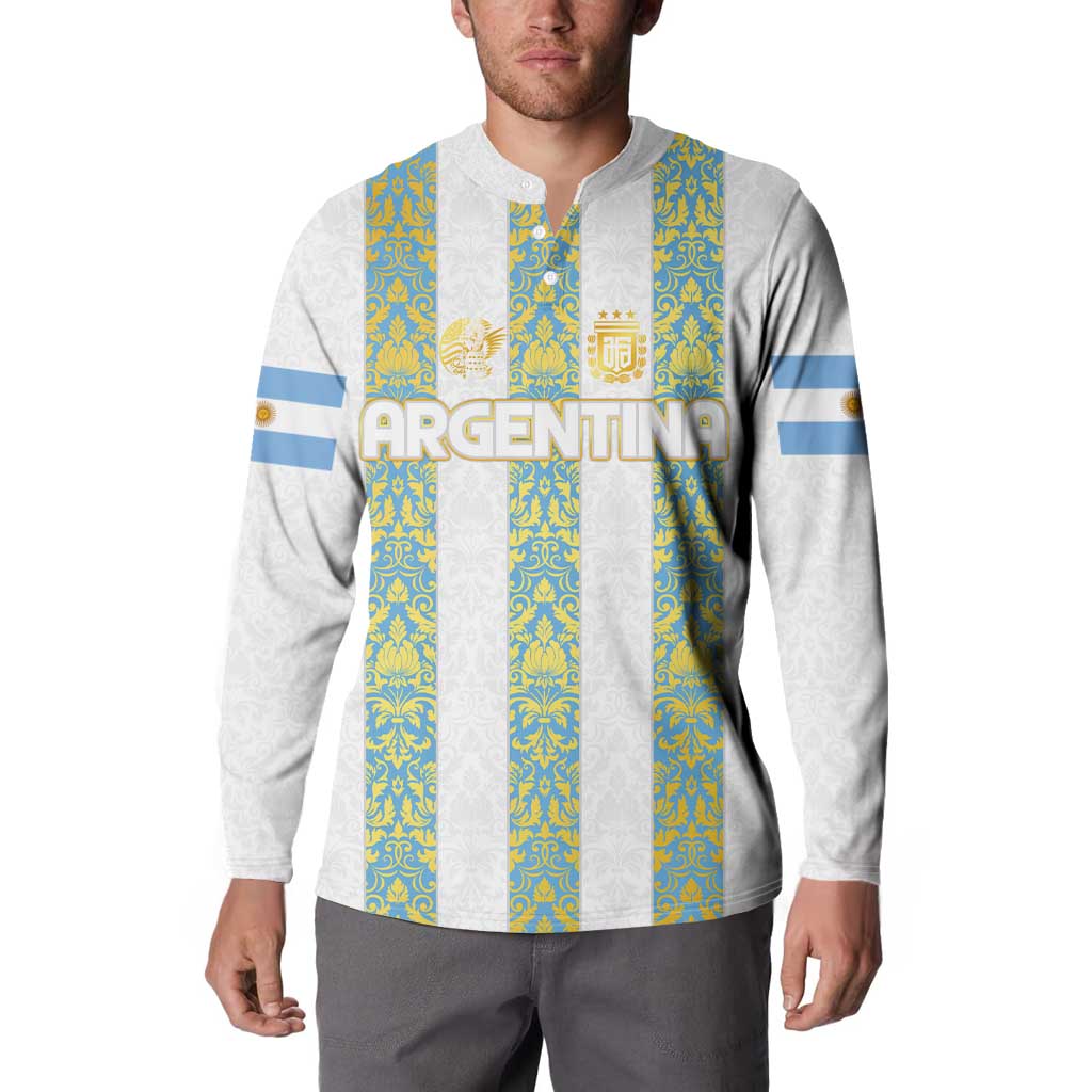 Argentina Football 2024 Button Sweatshirt The White and Sky Blue - Wonder Print Shop