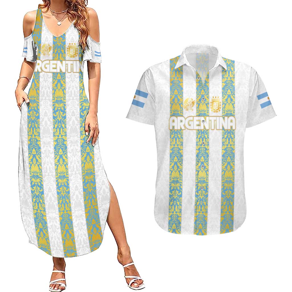 Argentina Football 2024 Couples Matching Summer Maxi Dress and Hawaiian Shirt The White and Sky Blue - Wonder Print Shop