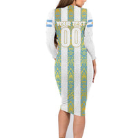 Argentina Football 2024 Family Matching Long Sleeve Bodycon Dress and Hawaiian Shirt The White and Sky Blue - Wonder Print Shop