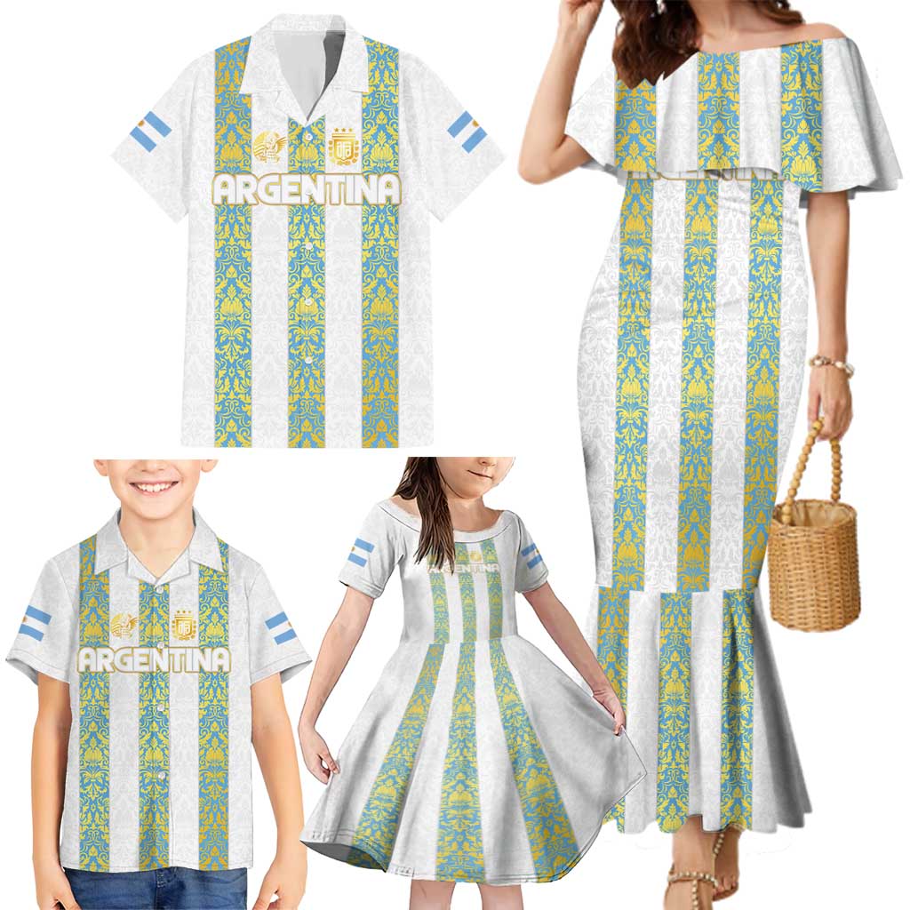 Argentina Football 2024 Family Matching Mermaid Dress and Hawaiian Shirt The White and Sky Blue - Wonder Print Shop