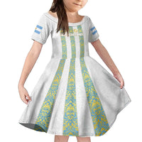 Argentina Football 2024 Family Matching Off The Shoulder Long Sleeve Dress and Hawaiian Shirt The White and Sky Blue - Wonder Print Shop