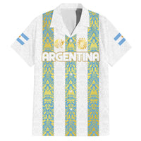 Argentina Football 2024 Family Matching Off The Shoulder Long Sleeve Dress and Hawaiian Shirt The White and Sky Blue - Wonder Print Shop