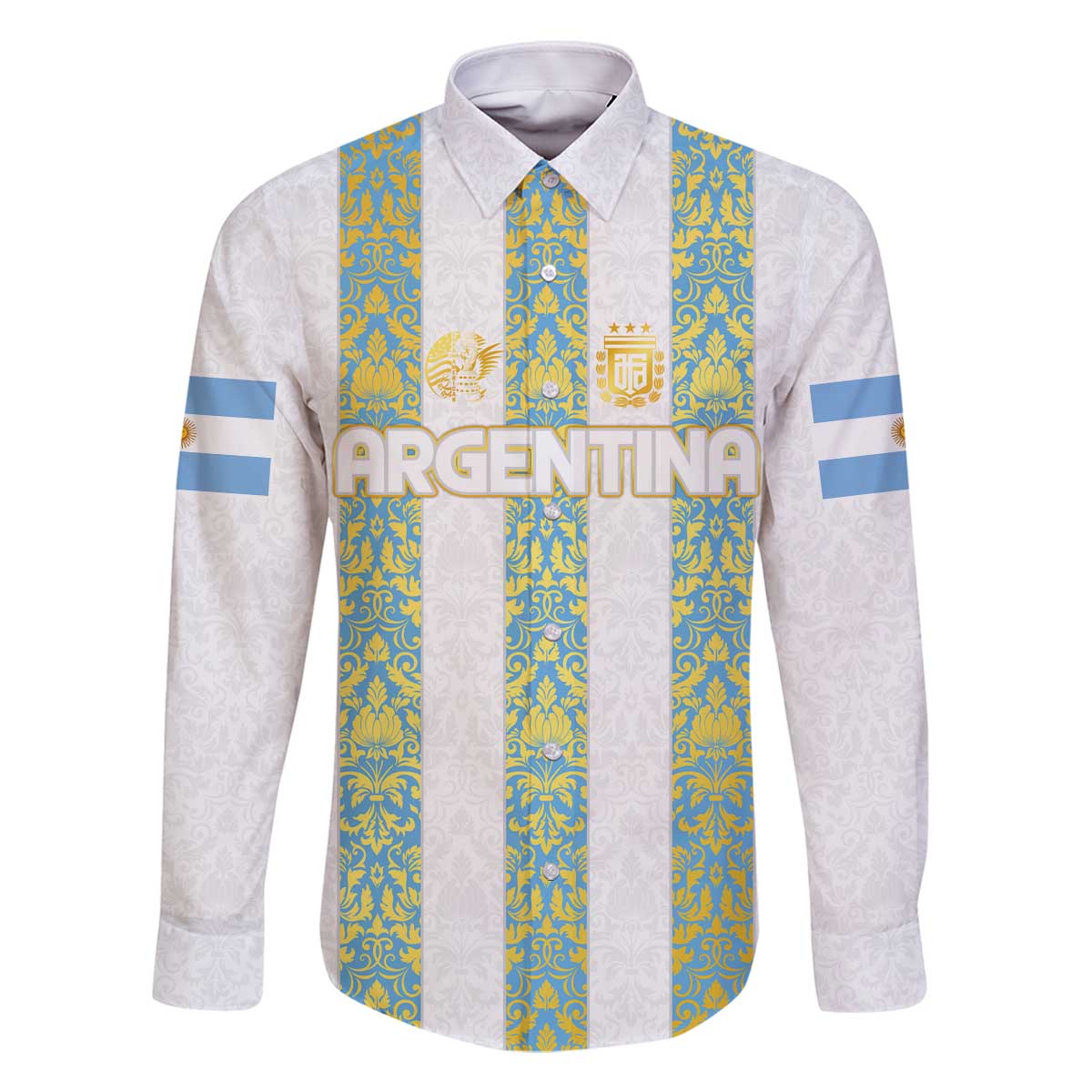 Argentina Football 2024 Family Matching Off The Shoulder Long Sleeve Dress and Hawaiian Shirt The White and Sky Blue - Wonder Print Shop