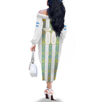 Argentina Football 2024 Family Matching Off The Shoulder Long Sleeve Dress and Hawaiian Shirt The White and Sky Blue - Wonder Print Shop