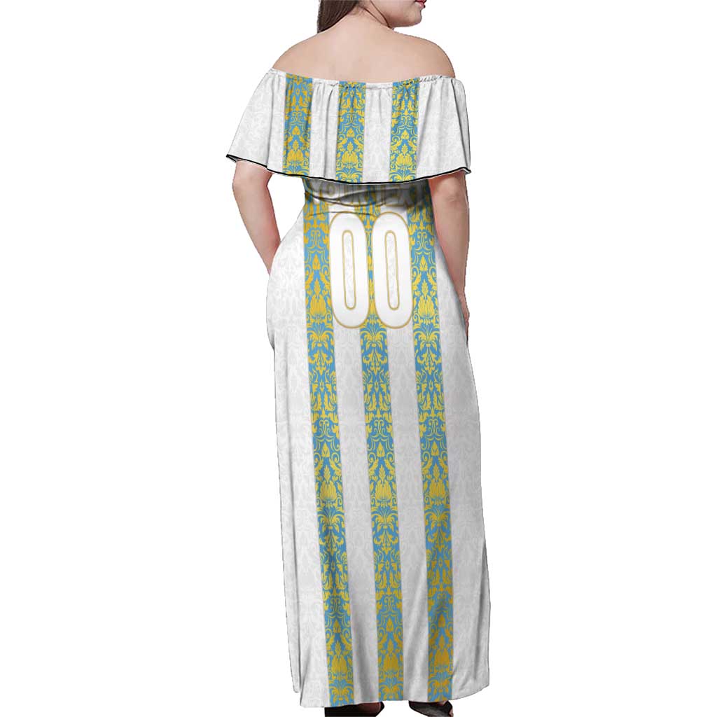 Argentina Football 2024 Family Matching Off Shoulder Maxi Dress and Hawaiian Shirt The White and Sky Blue - Wonder Print Shop