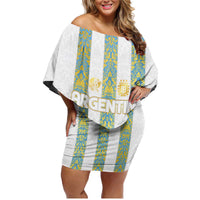 Argentina Football 2024 Family Matching Off Shoulder Short Dress and Hawaiian Shirt The White and Sky Blue - Wonder Print Shop