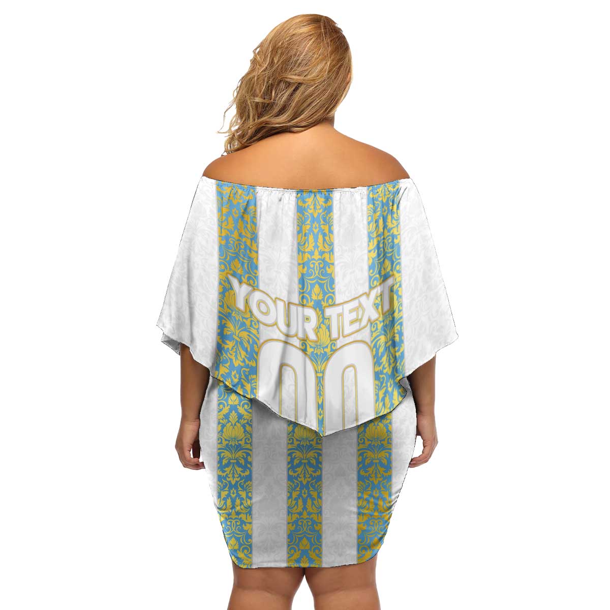 Argentina Football 2024 Family Matching Off Shoulder Short Dress and Hawaiian Shirt The White and Sky Blue - Wonder Print Shop