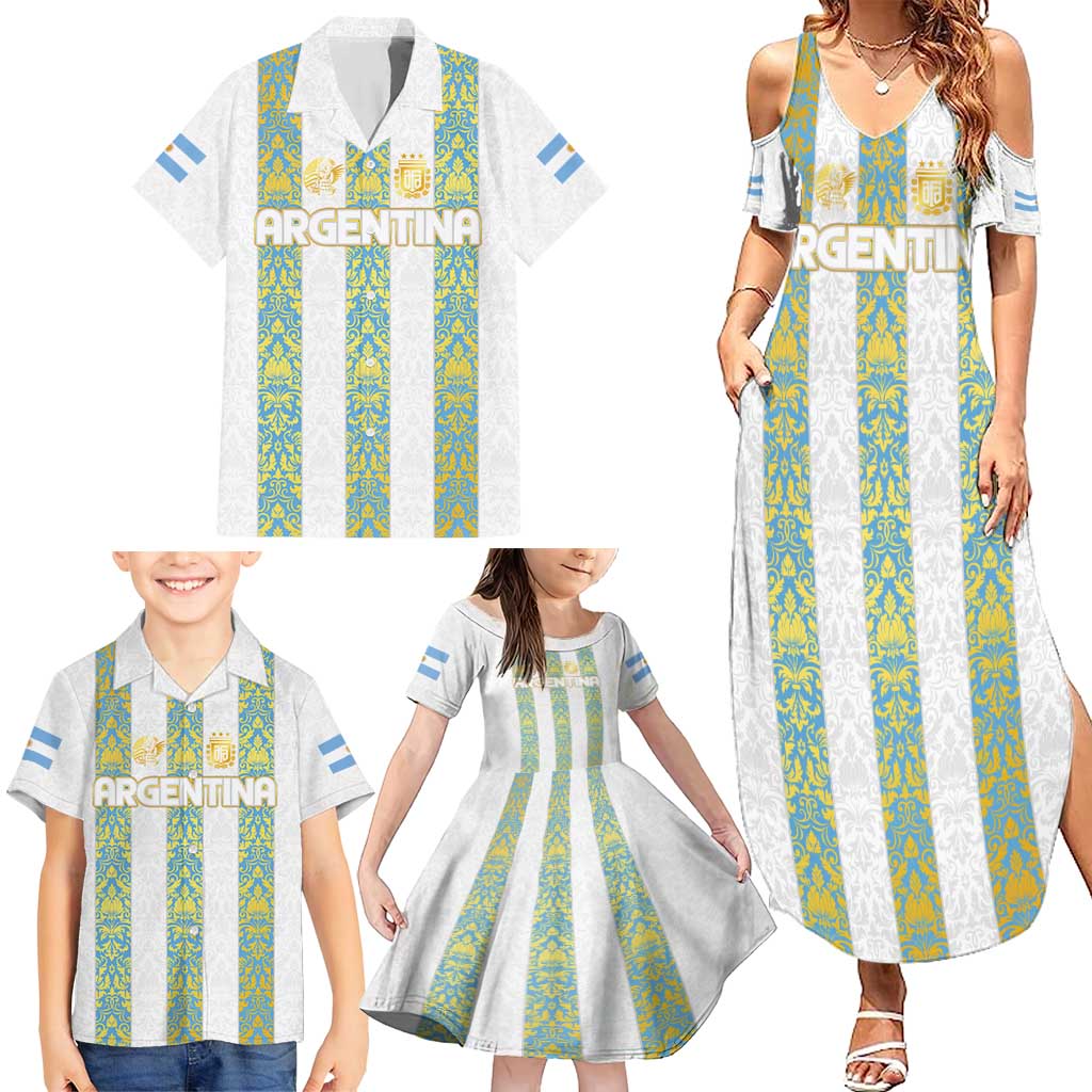 Argentina Football 2024 Family Matching Summer Maxi Dress and Hawaiian Shirt The White and Sky Blue - Wonder Print Shop