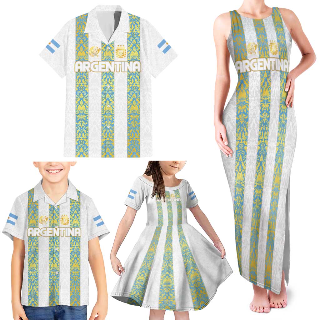 Argentina Football 2024 Family Matching Tank Maxi Dress and Hawaiian Shirt The White and Sky Blue - Wonder Print Shop