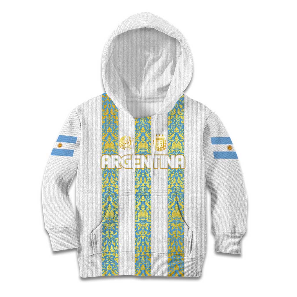 Argentina Football 2024 Kid Hoodie The White and Sky Blue - Wonder Print Shop
