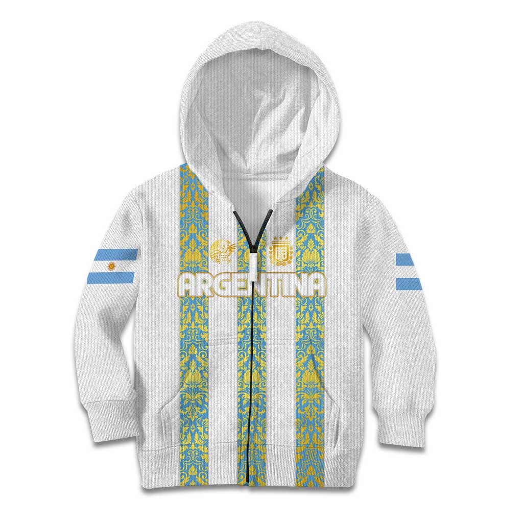 Argentina Football 2024 Kid Hoodie The White and Sky Blue - Wonder Print Shop