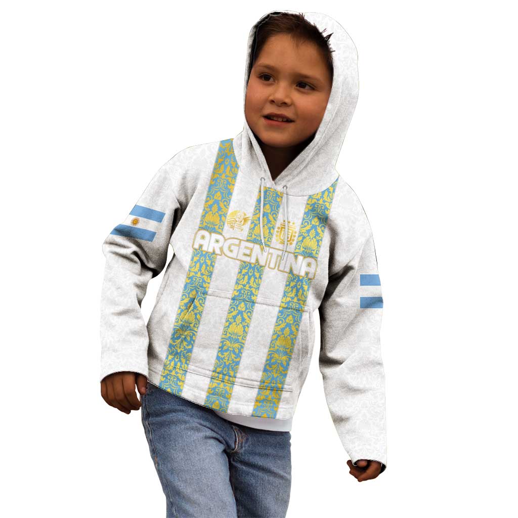 Argentina Football 2024 Kid Hoodie The White and Sky Blue - Wonder Print Shop