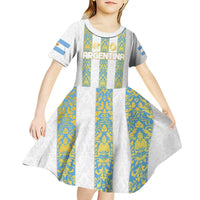 Argentina Football 2024 Kid Short Sleeve Dress The White and Sky Blue - Wonder Print Shop
