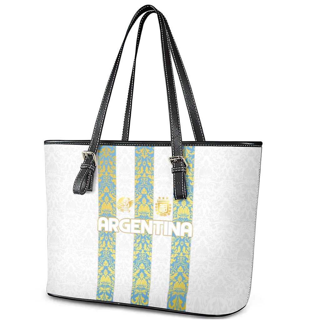 Argentina Football 2024 Leather Tote Bag The White and Sky Blue - Wonder Print Shop