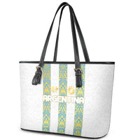 Argentina Football 2024 Leather Tote Bag The White and Sky Blue - Wonder Print Shop