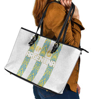 Argentina Football 2024 Leather Tote Bag The White and Sky Blue - Wonder Print Shop