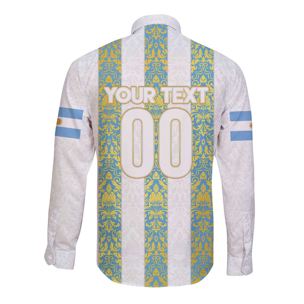 Argentina Football 2024 Long Sleeve Button Shirt The White and Sky Blue - Wonder Print Shop