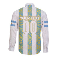 Argentina Football 2024 Long Sleeve Button Shirt The White and Sky Blue - Wonder Print Shop