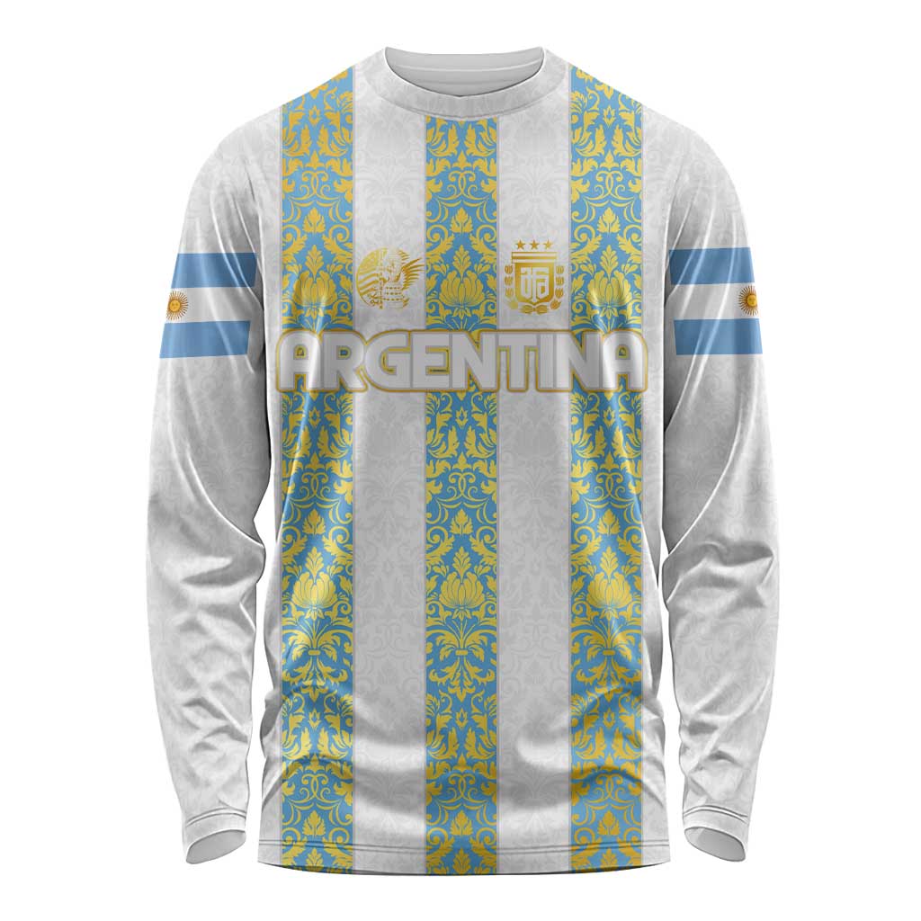 Argentina Football 2024 Long Sleeve Shirt The White and Sky Blue - Wonder Print Shop
