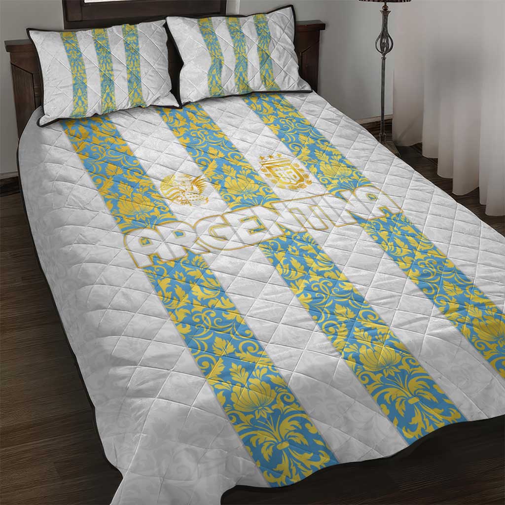 Argentina Football 2024 Quilt Bed Set The White and Sky Blue - Wonder Print Shop