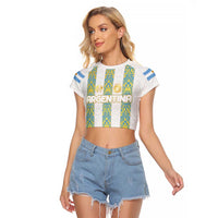Argentina Football 2024 Raglan Cropped T Shirt The White and Sky Blue - Wonder Print Shop
