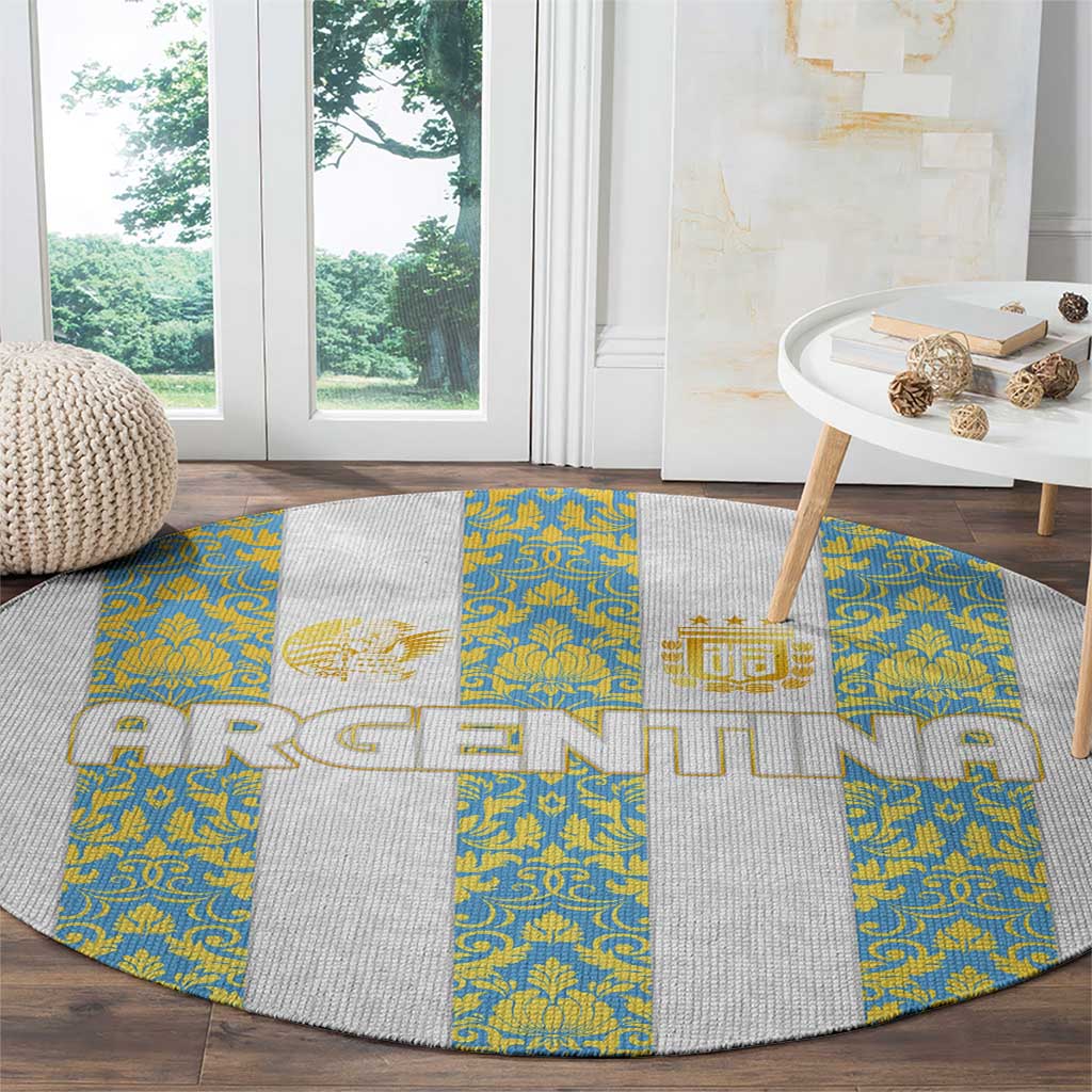 Argentina Football 2024 Round Carpet The White and Sky Blue